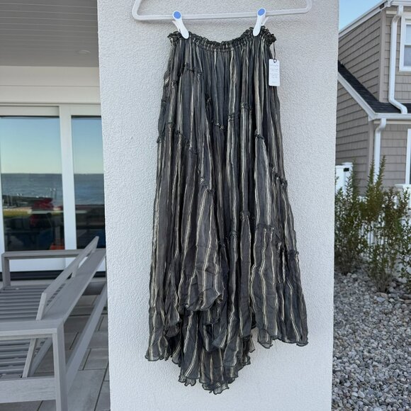 NWT Free People FP One Ember Striped Midi Skirt Green Small - Picture 7 of 11